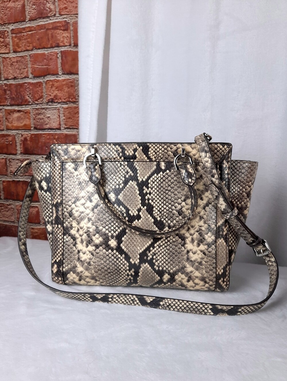 Michael Kors Python Snakeskin Satchel Bag - Picture 3 of 12